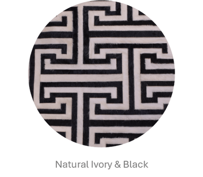 T Model – Maze-Inspired Cowhide Patch Rug by Homelosophy