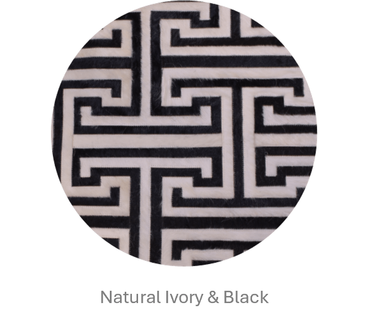 T Model – Maze-Inspired Cowhide Patch Rug by Homelosophy