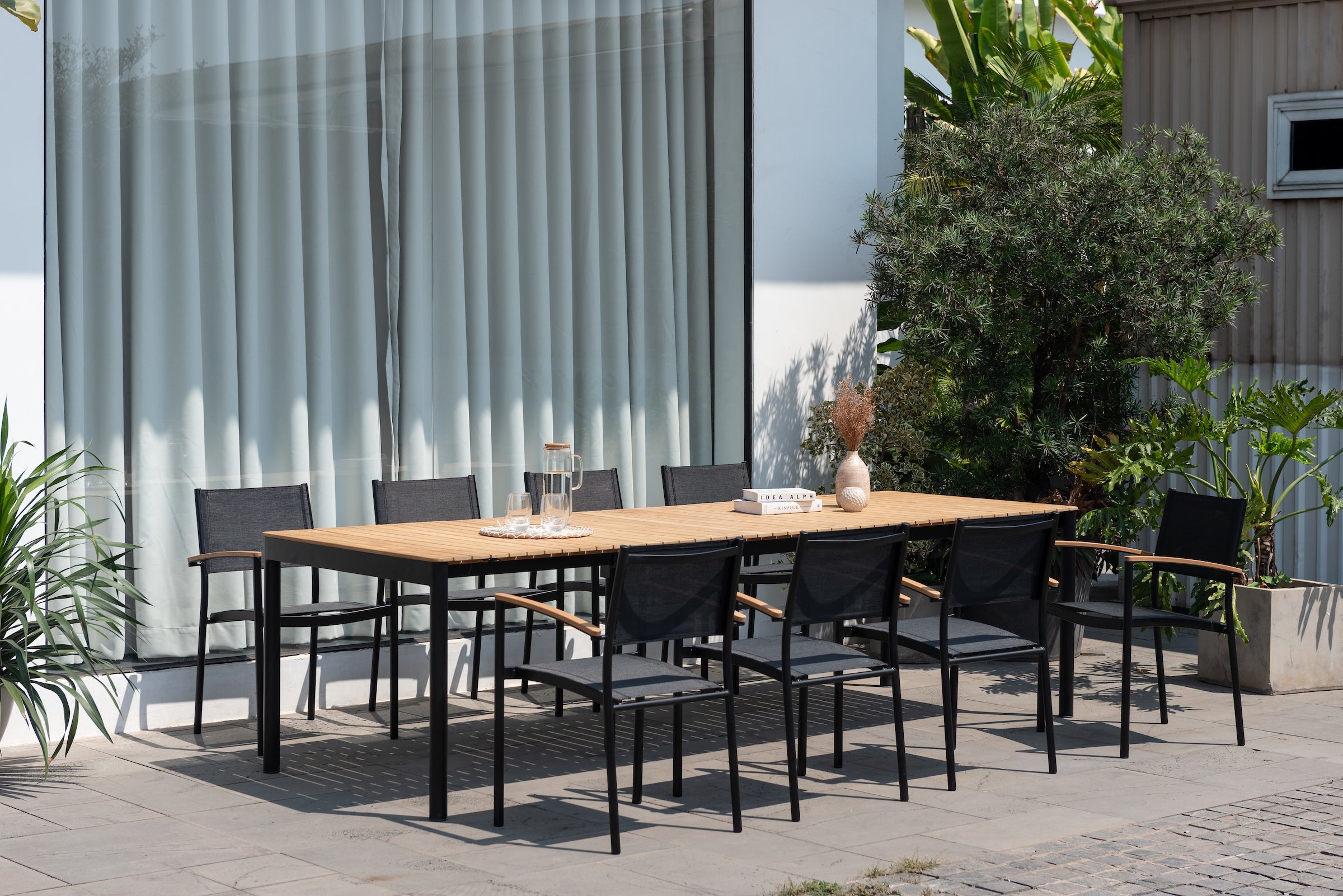 Topaz Dark Teak and Aluminum Rectangular Extendable Table by LifestyleGarden US - product image 3 for Resin Society