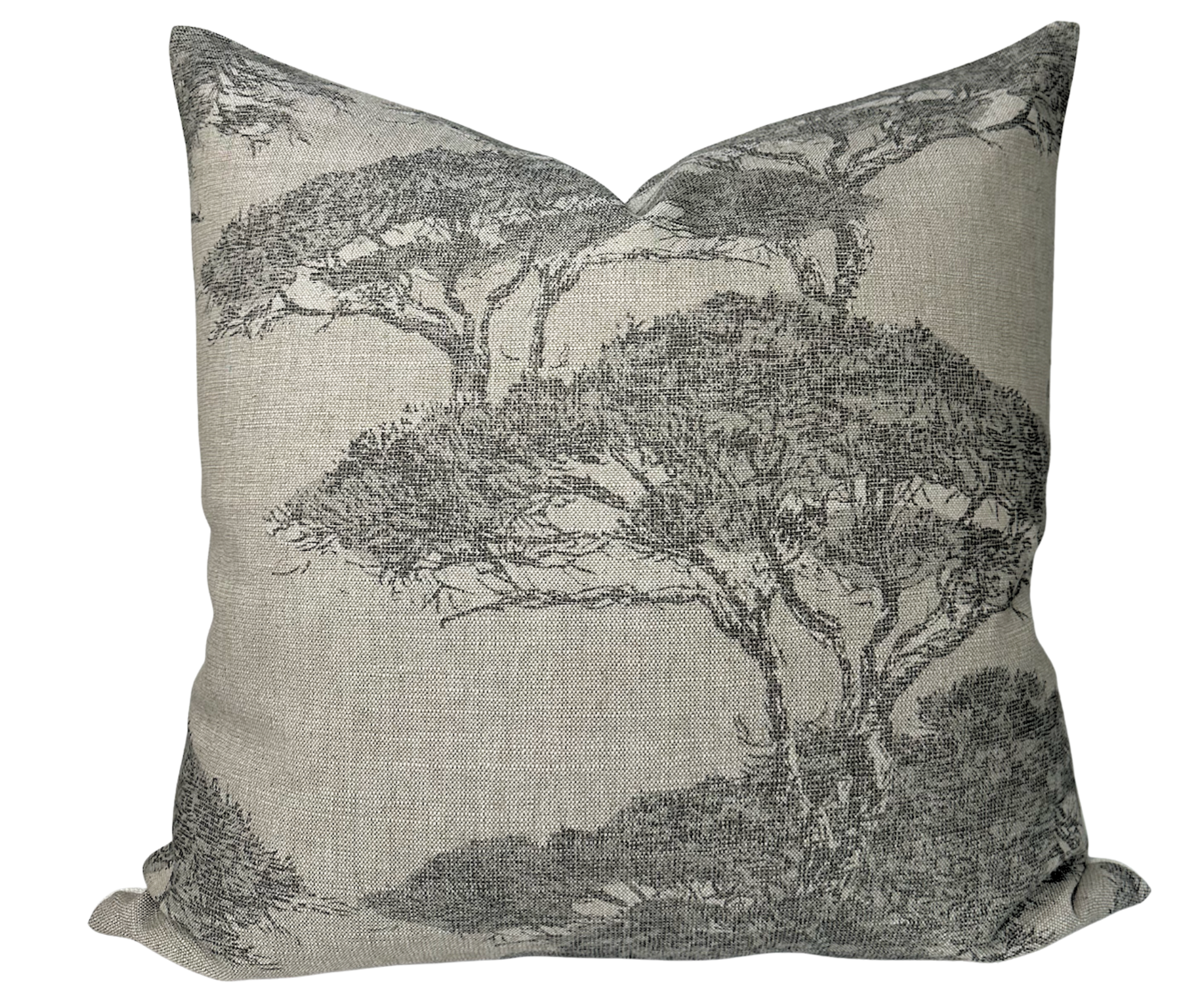 Torrey Pines Pillow Cover in Beige with woven light beige pattern on front and natural ivory linen back