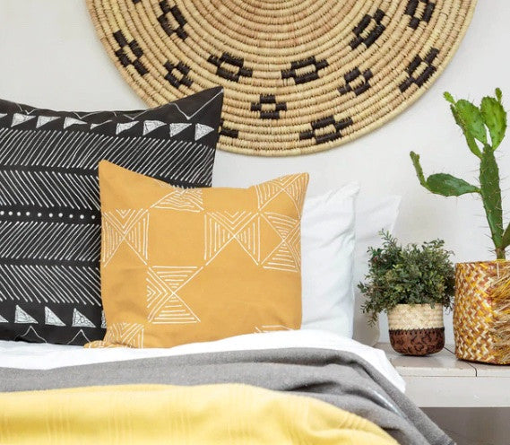 Matika Mustard Grid Pillow Cover by Mbare Ltd - product image 2 for Resin Society