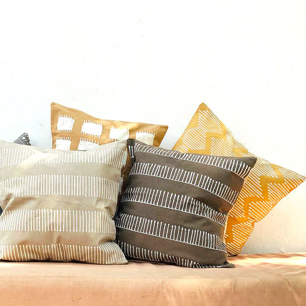 Tribal Cloth Rake Clay Pillow Cover by Mbare Ltd - product image 2 for Resin Society