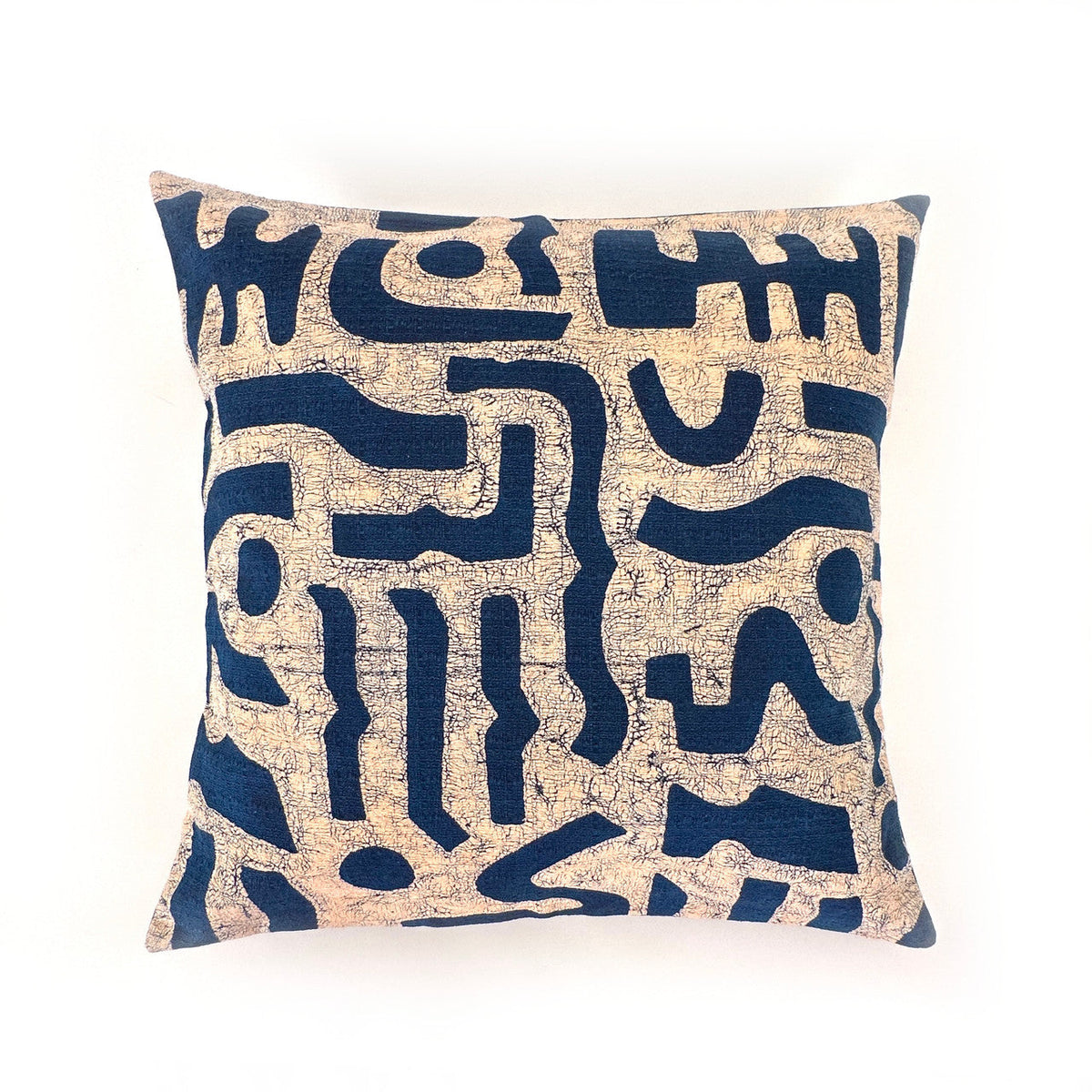 Navy Blue + Rosy Beige Bogo Marks Pillow Cover by Mbare Ltd - main product image for Resin Society