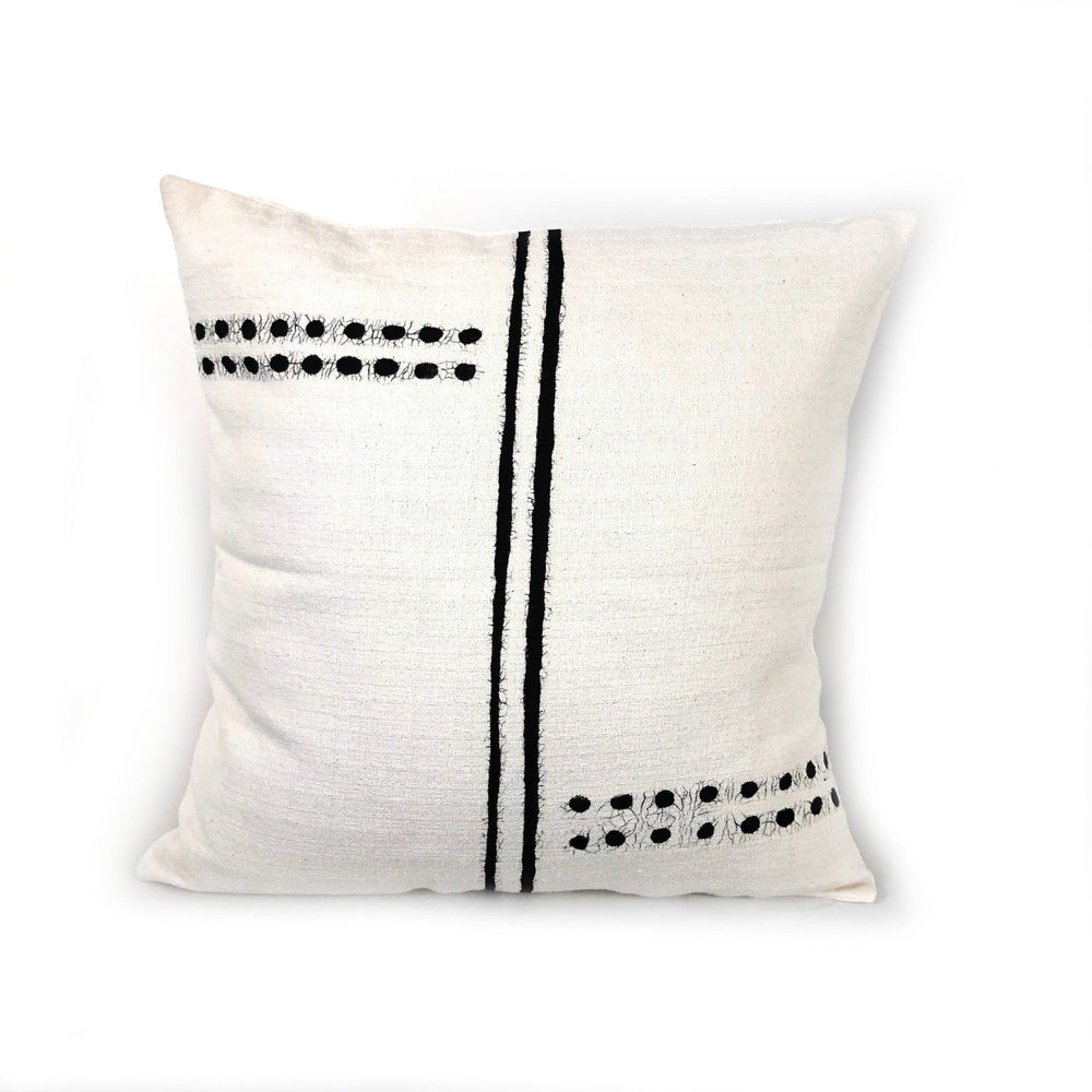 Sadza Dots + Lines Pillow Cover - White by Mbare Ltd - main product image for Resin Society