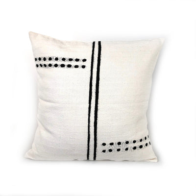 Sadza Dots + Lines Pillow Cover - White by Mbare Ltd - main product image for Resin Society