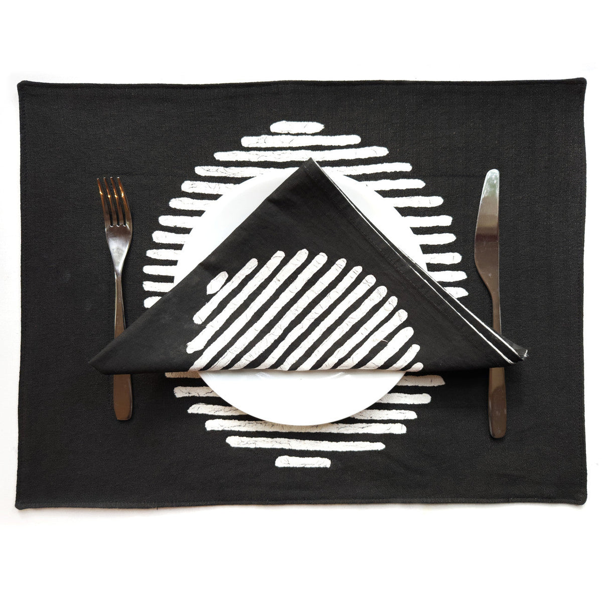 Mwedzi Black Napkins - Set of 2 by Mbare Ltd - product image 2 for Resin Society