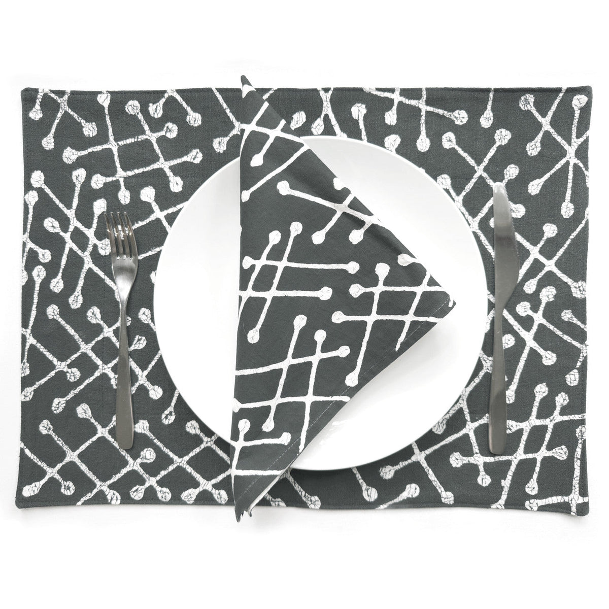 Tsvimbo Gray Placemats - Set of 2 by Mbare Ltd - main product image for Resin Society