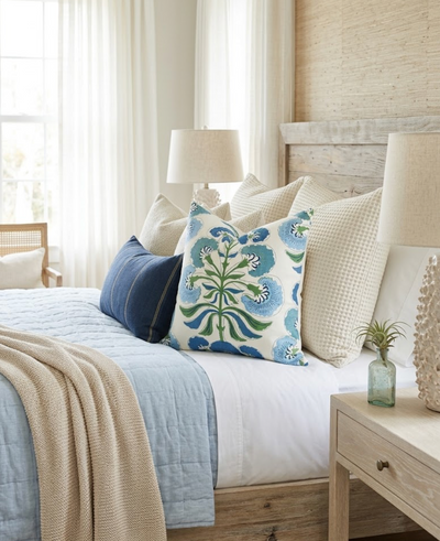 Tybee Tree Pillow Cover in Blue + Green, Thibaut Pillows