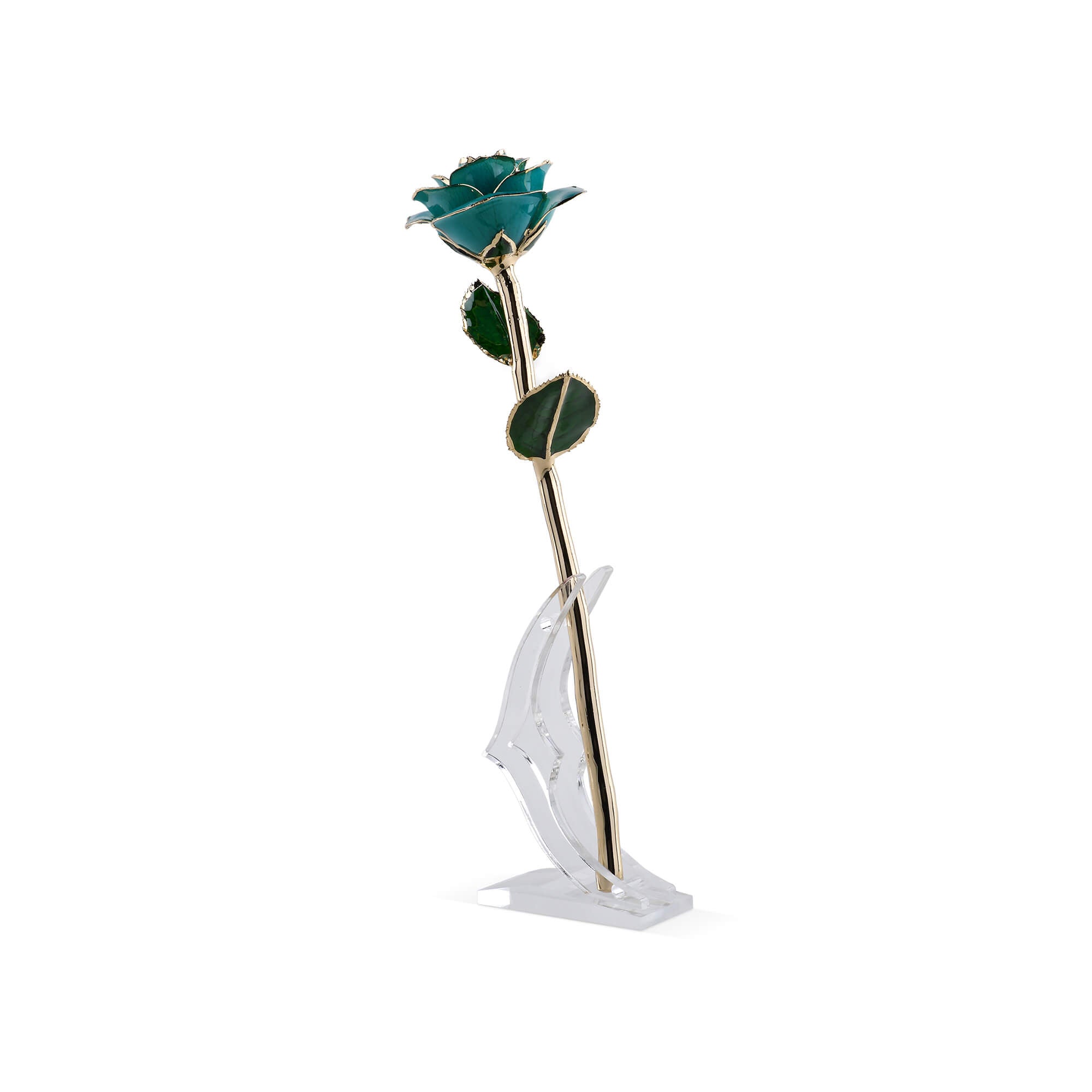 Timeless Rose (Teal) by ROSEPHORIA - preserved teal rose dipped in 24K gold inside a glass dome