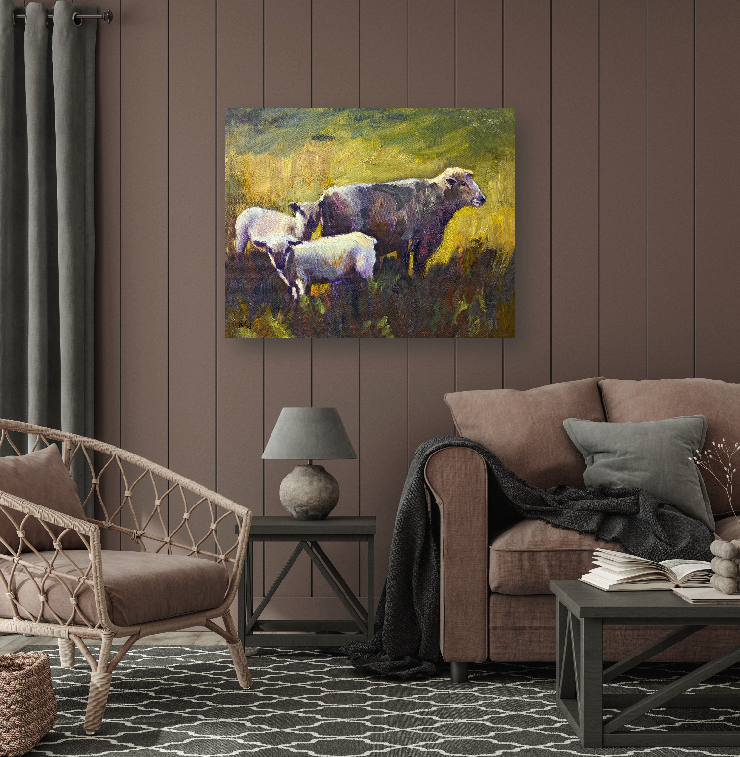 Three Sheep Artist Enhanced Canvas Print by John Beard Collection - product image 3 for Resin Society