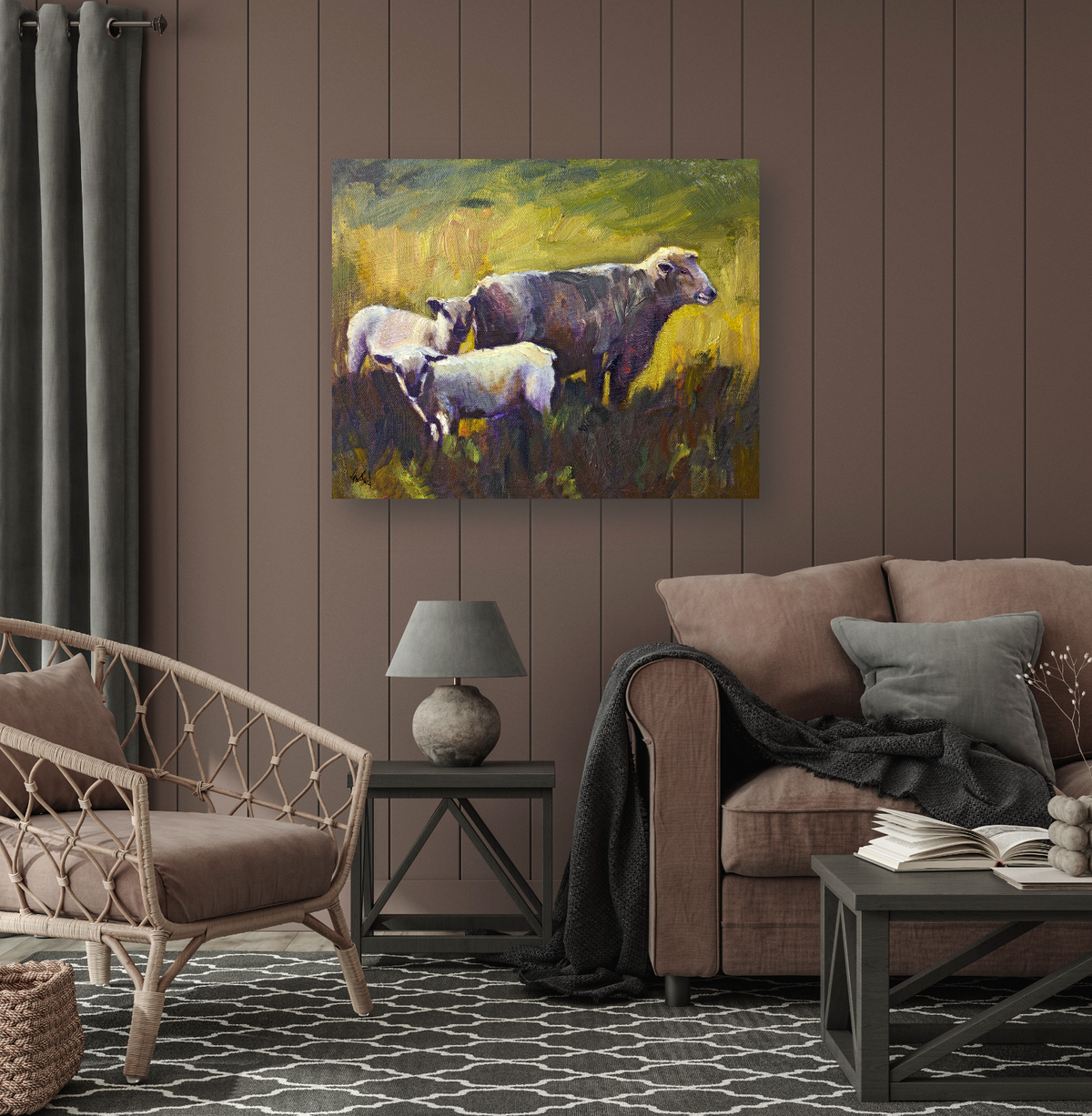 Three Sheep Artist Enhanced Canvas Print by John Beard Collection - product image 3 for Resin Society