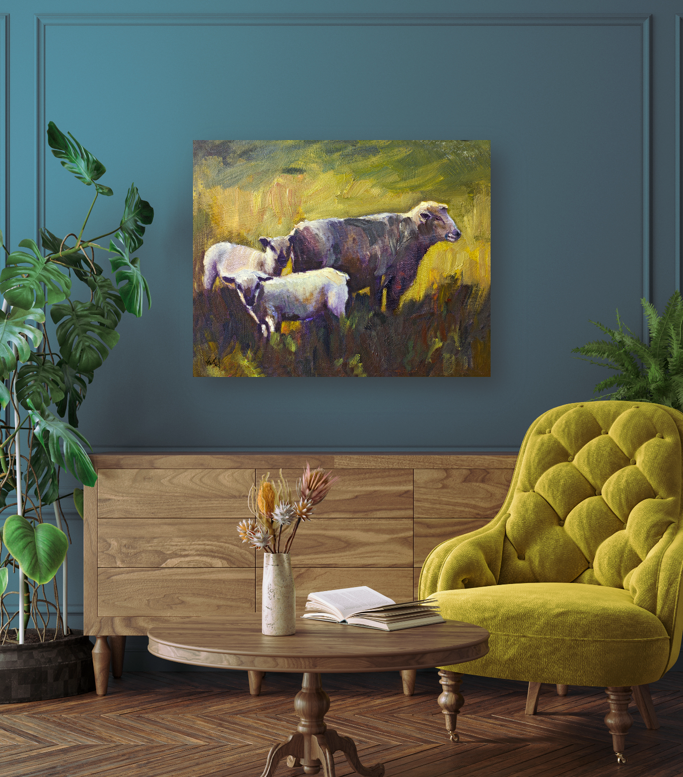 Three Sheep Artist Enhanced Canvas Print by John Beard Collection - product image 4 for Resin Society