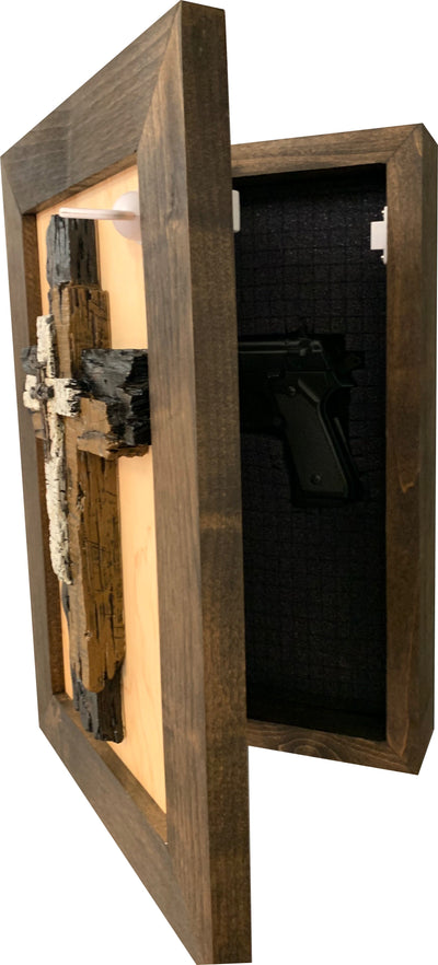Three Layered Cross Decorative Wall-Mounted Secure Gun Cabinet by Bellewood Designs - product image 11 for Resin Society