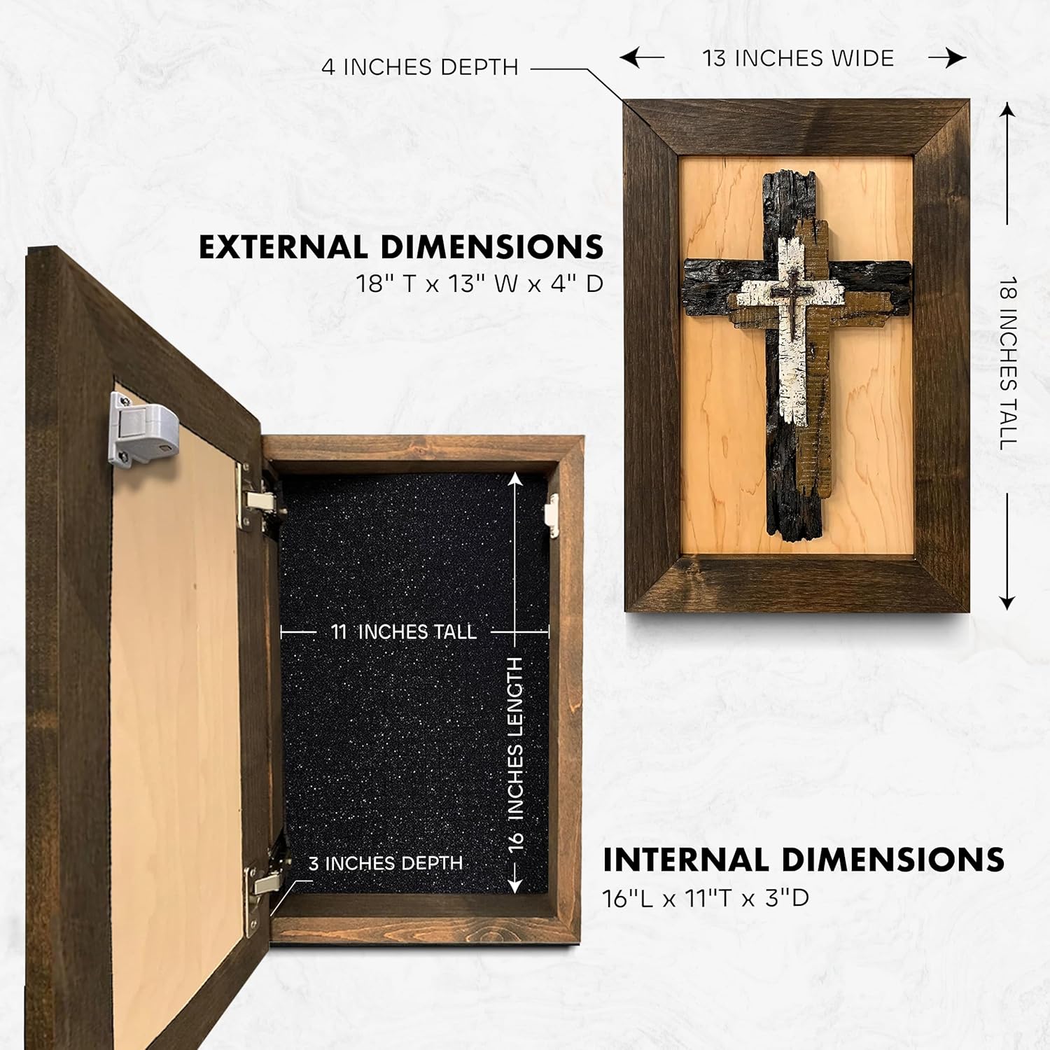 Three Layered Cross Decorative Wall-Mounted Secure Gun Cabinet by Bellewood Designs - product image 6 for Resin Society