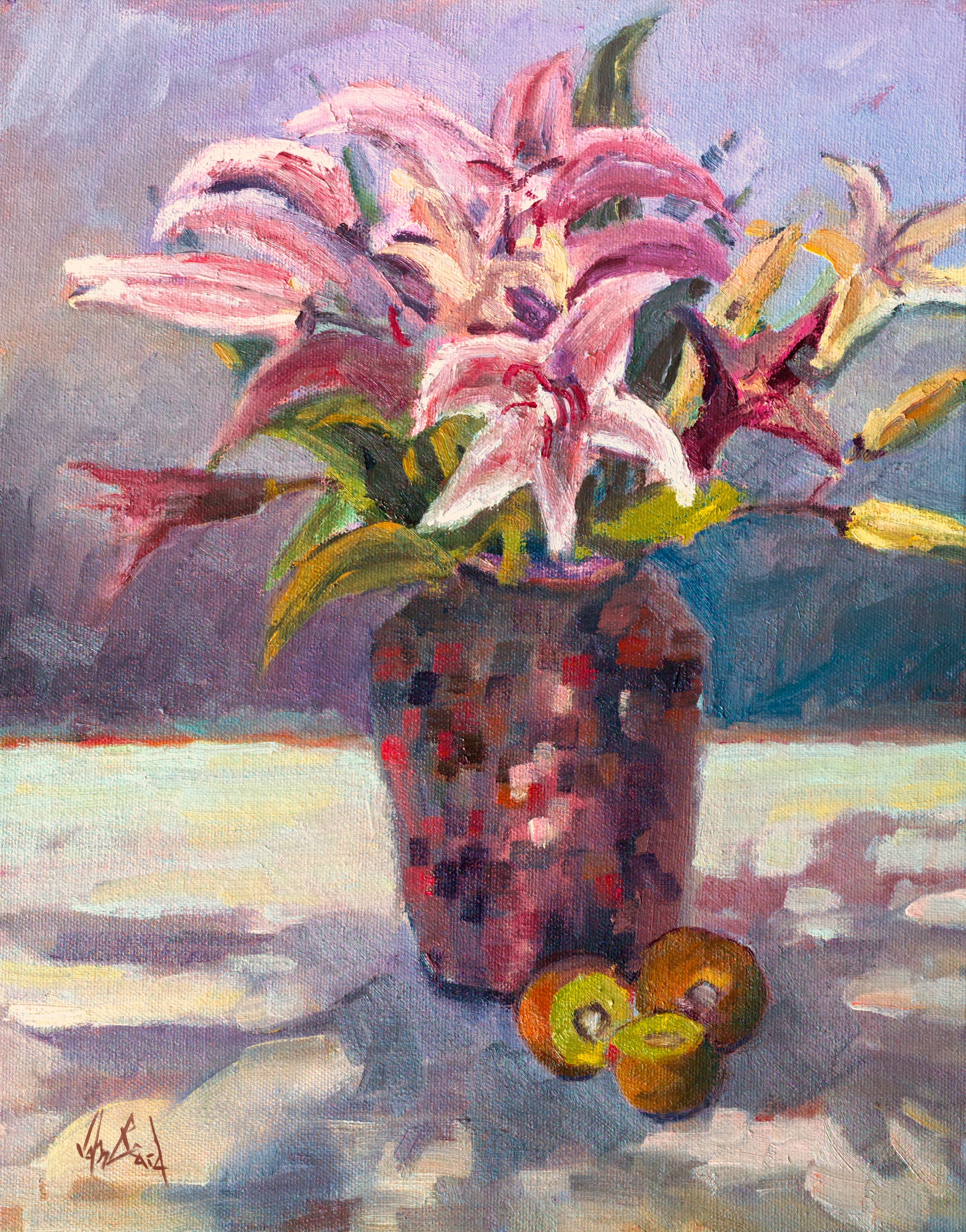 Tiger Lillies Artist Enhanced Canvas Print by John Beard Collection - main product image for Resin Society