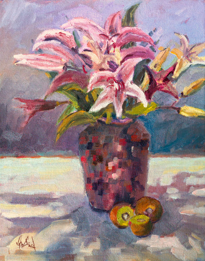 Tiger Lillies Artist Enhanced Canvas Print by John Beard Collection - main product image for Resin Society