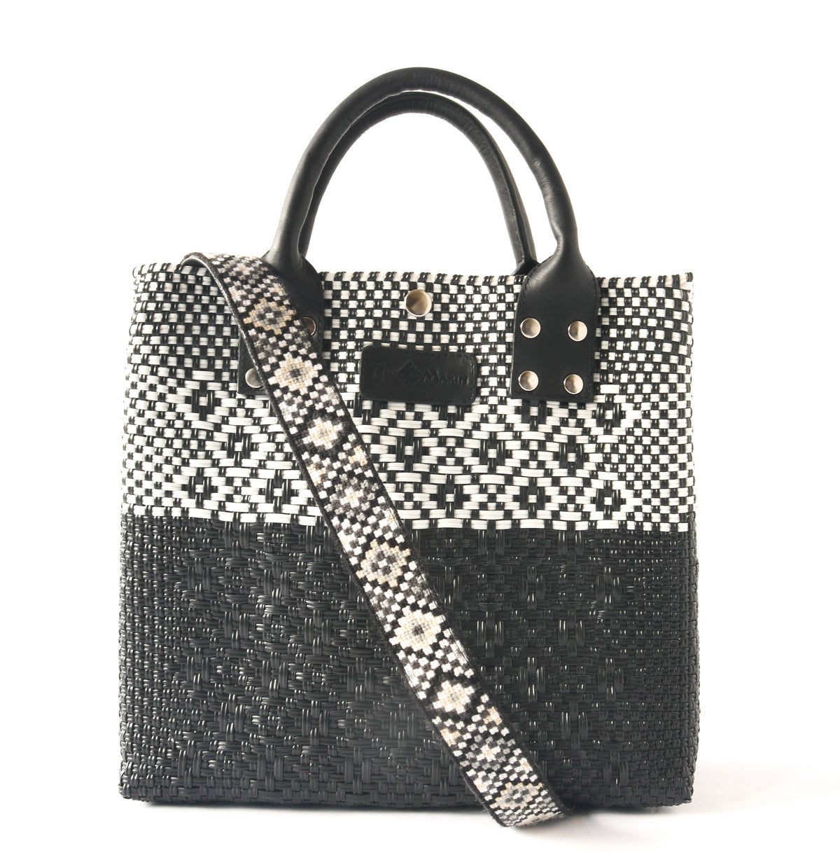 Tin Marin Black Large Woven Crossbody Bag - Black Leather by Tin Marin Brand - product image 5 for Resin Society