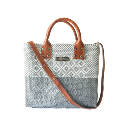 Tin Marin Grey Large Woven Crossbody Bag - Tan Leather by Tin Marin Brand - main product image for Resin Society