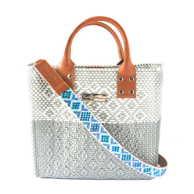 Tin Marin Grey Large Woven Crossbody Bag - Tan Leather by Tin Marin Brand - product image 5 for Resin Society