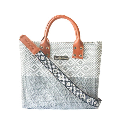 Tin Marin Grey Large Woven Crossbody Bag - Tan Leather by Tin Marin Brand - product image 6 for Resin Society