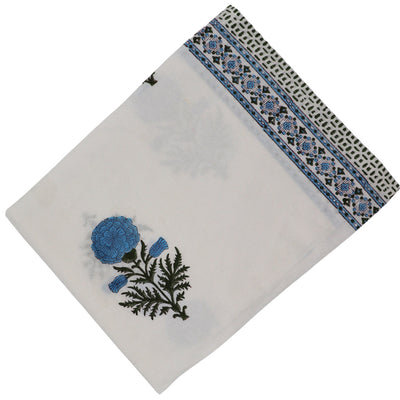 100% Organic Cotton - Toile de Blu Hortensia Tablecloth by Ro'Table - main product image for Resin Society