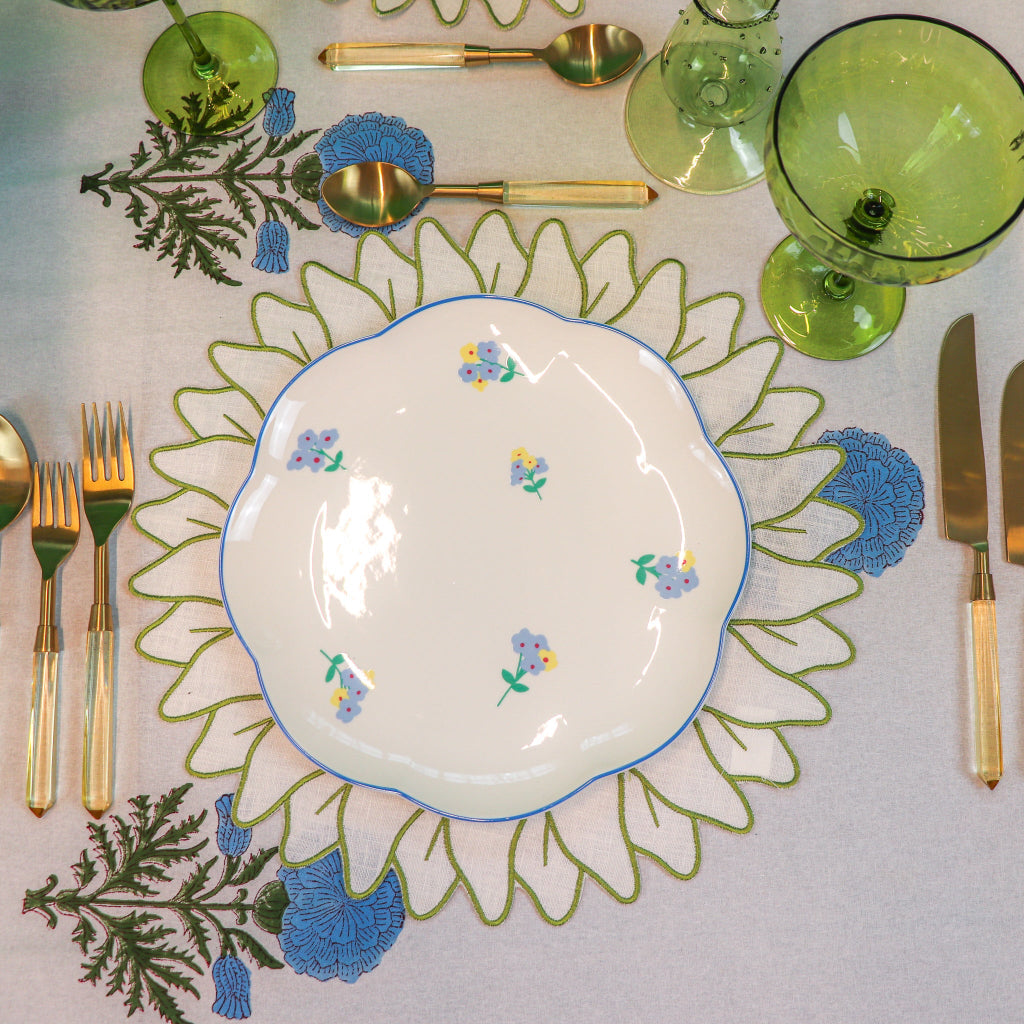 100% Organic Cotton - Toile de Blu Hortensia Tablecloth by Ro'Table - product image 4 for Resin Society