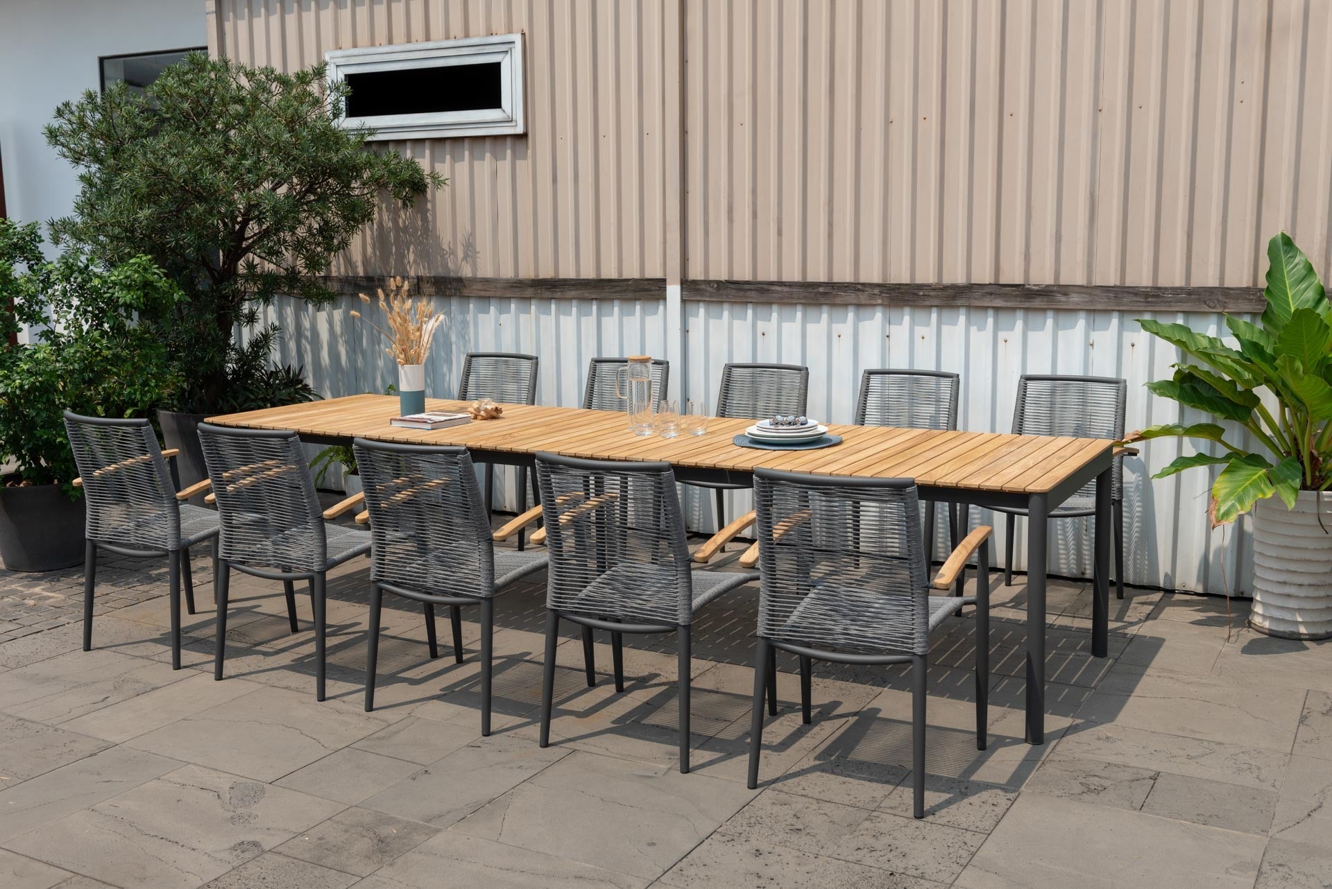 Topaz Dark Teak and Aluminum Rectangular Extendable Table by LifestyleGarden US - product image 2 for Resin Society