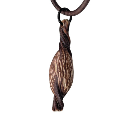 Hand-shaped Turbinophycis pendant necklace on a natural leather cord by Versiliy