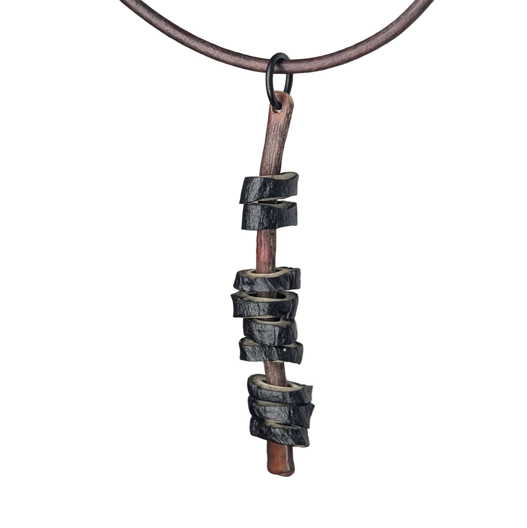 Turvea pendant necklace made from Pacific Ocean algae on natural leather cord