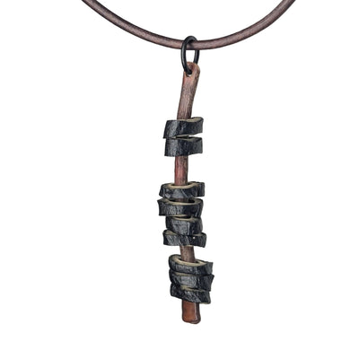 Turvea pendant necklace made from Pacific Ocean algae on natural leather cord