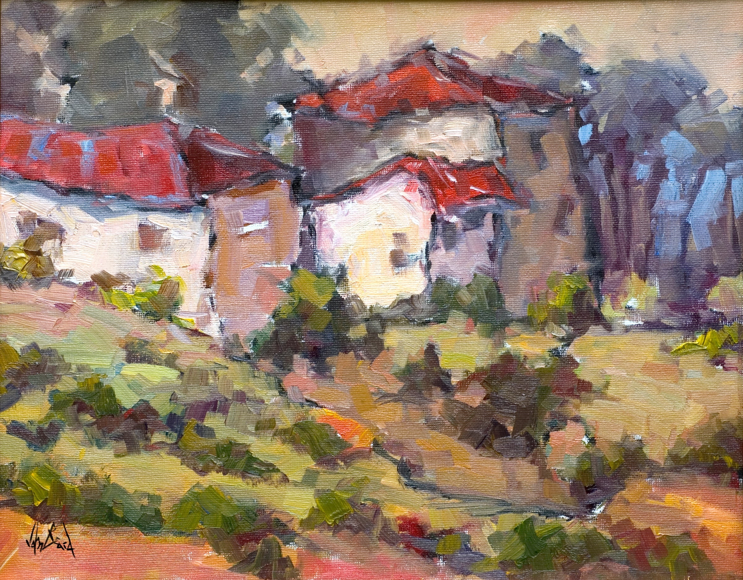 Tuscan Farmhouse Artist Enhanced Canvas Print by John Beard Collection - main product image for Resin Society