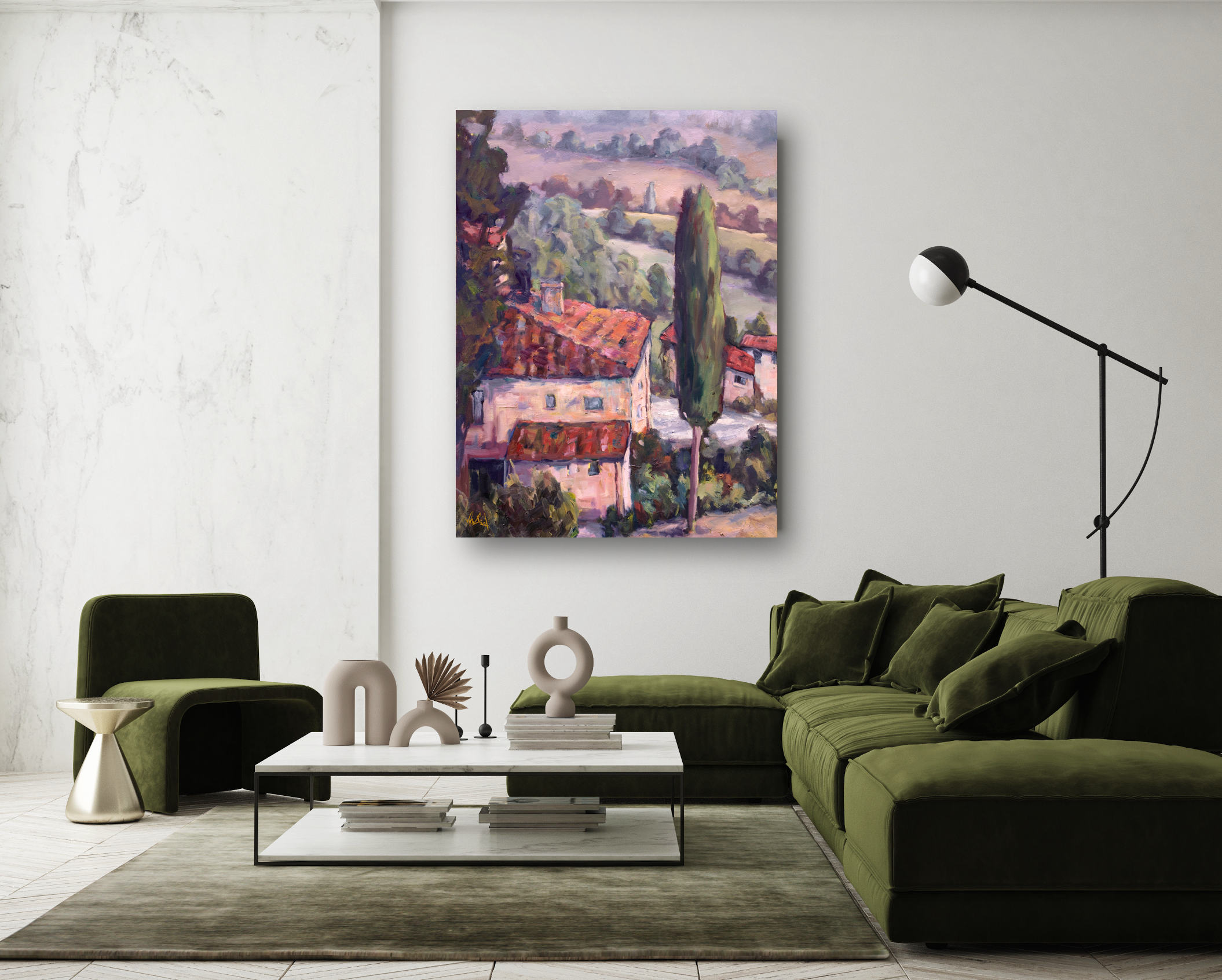 Tuscan Pastures Artist Enhanced Canvas Print by John Beard Collection - product image 2 for Resin Society
