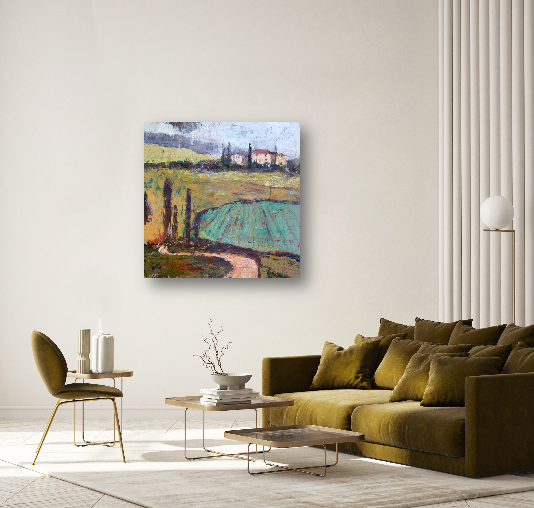 Tuscan Plowed Field Artist Canvas Enhanced Print by John Beard Collection - product image 3 for Resin Society