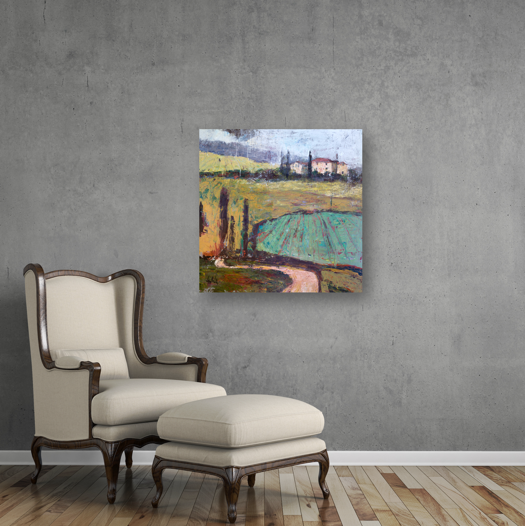 Tuscan Plowed Field Artist Canvas Enhanced Print by John Beard Collection - product image 4 for Resin Society