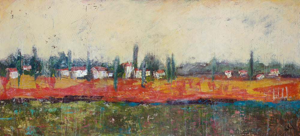 Tuscan Village Artist Enhanced Canvas Print by John Beard Collection - main product image for Resin Society