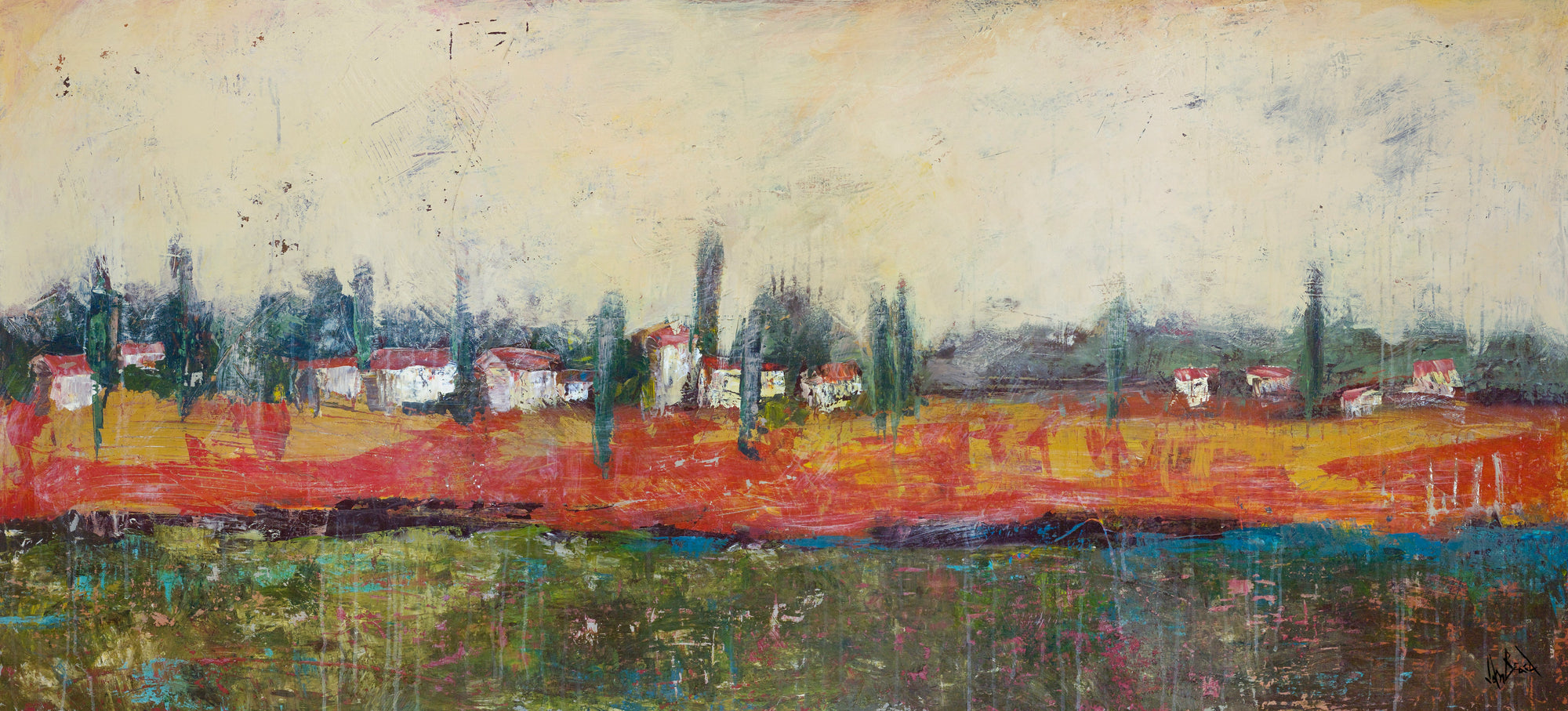 Tuscan Village Artist Enhanced Canvas Print by John Beard Collection - main product image for Resin Society