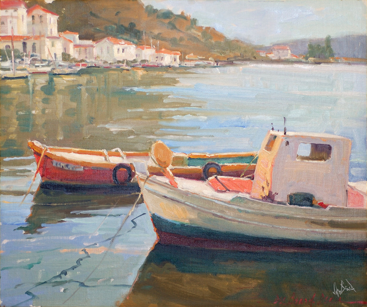 Two Boats Artist Enhanced Canvas Print by John Beard Collection - main product image for Resin Society