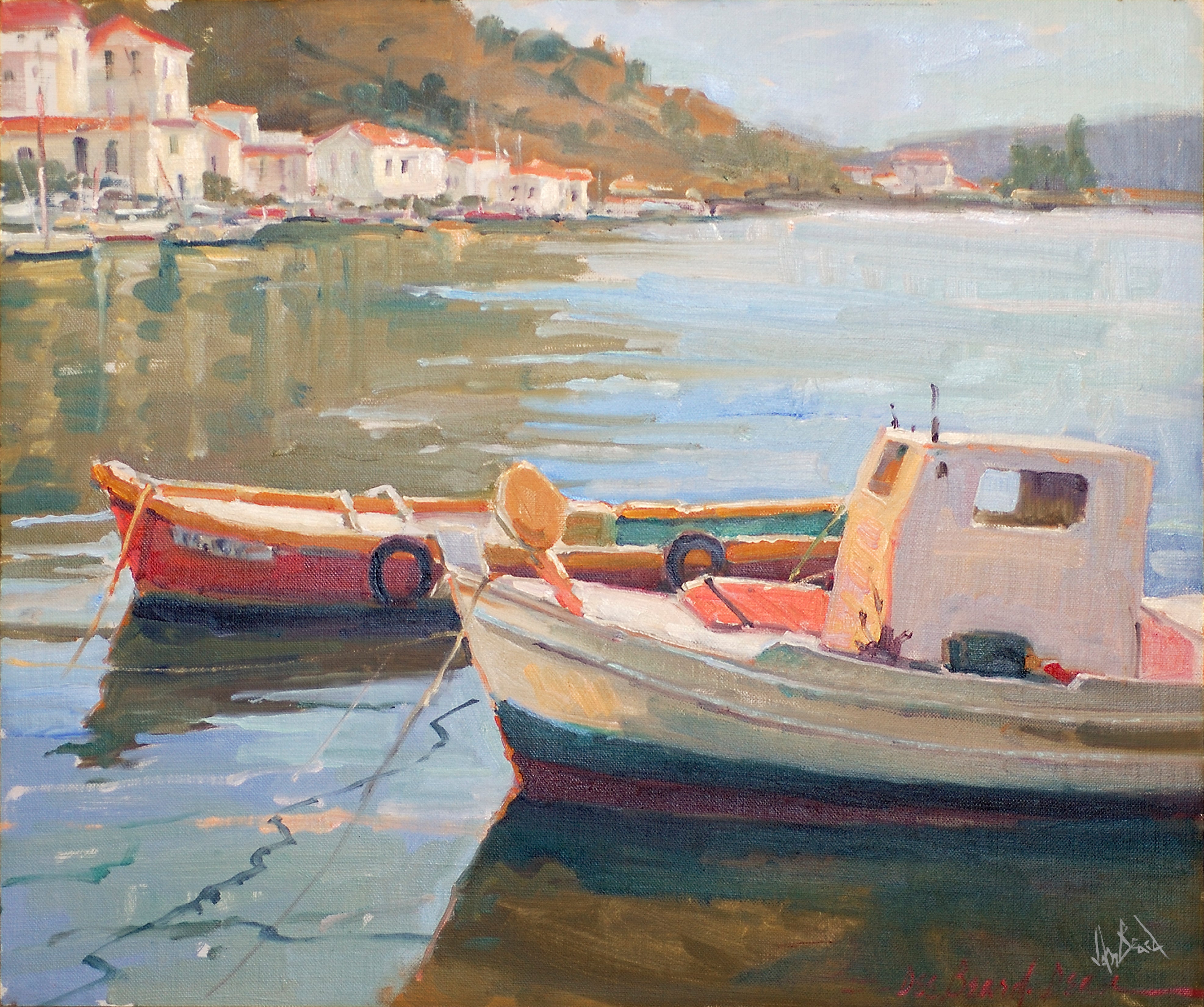 Two Boats Artist Enhanced Canvas Print by John Beard Collection - main product image for Resin Society