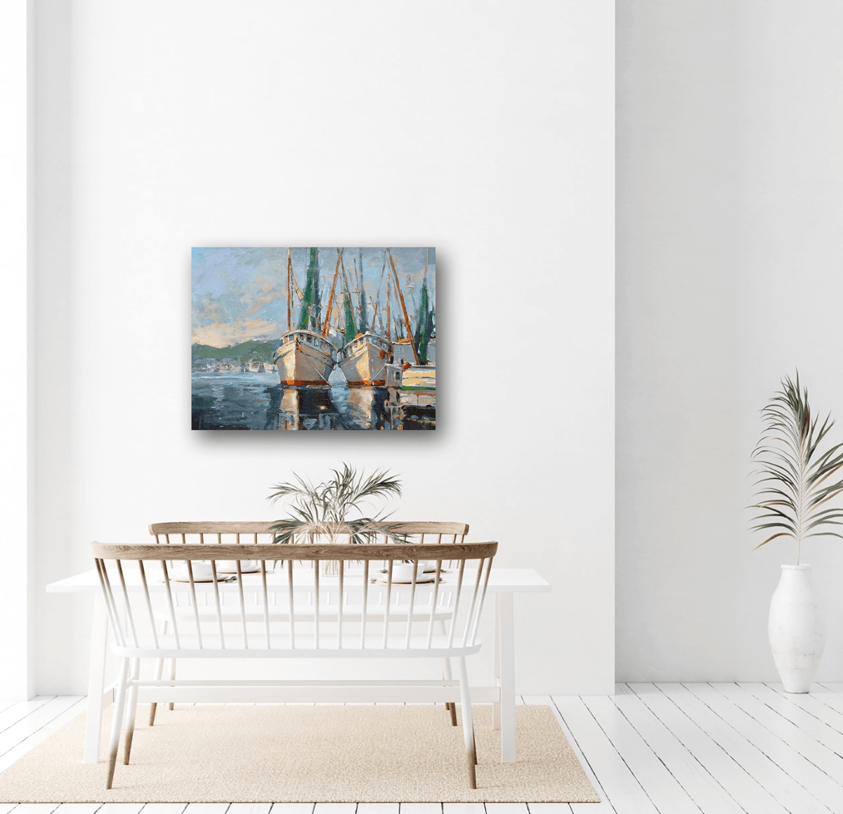 Two Shrimp Boats Artist Enhanced Canvas Print by John Beard Collection - product image 4 for Resin Society