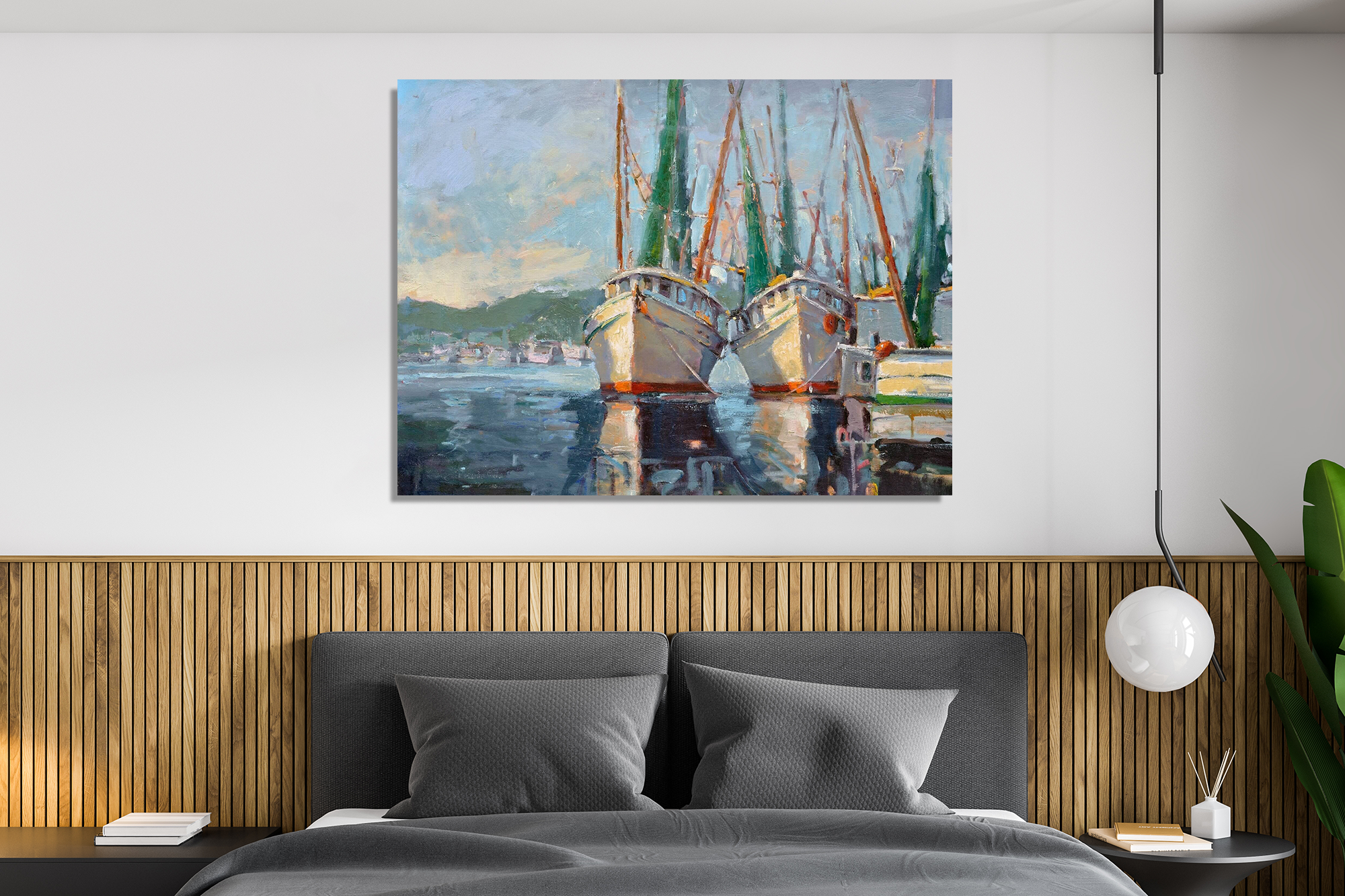 Two Shrimp Boats Artist Enhanced Canvas Print by John Beard Collection - product image 3 for Resin Society
