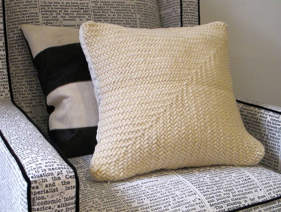 Zag Cable Knit Wool Decorative Pillow by Homelosophy