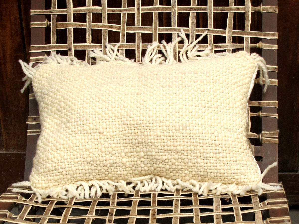 Penachos Fringed Wool Pillow by Homelosophy