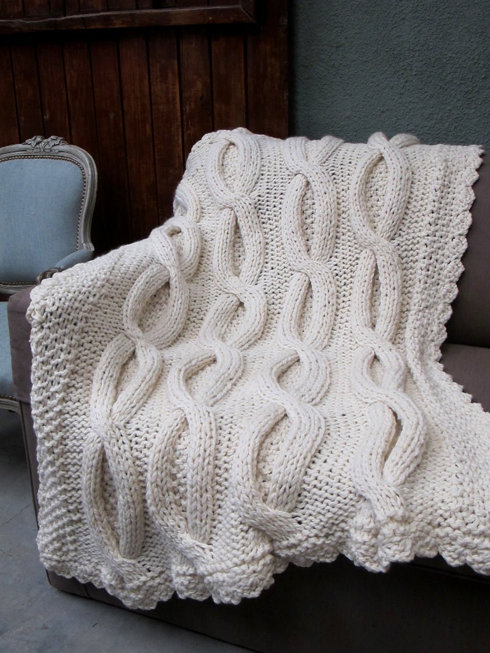 Shabby Chic Cable Knit Throw by Homelosophy