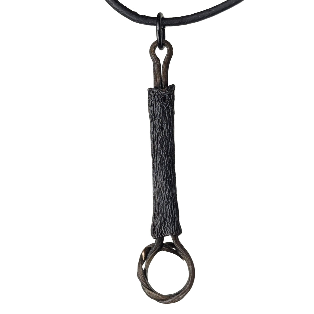Ulvix pendant necklace by Versiliy, a handcrafted unisex pendant with natural textures and irregular organic shapes on a leather cord