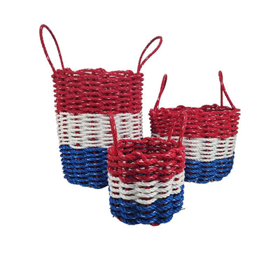 Red White and Blue Lobster Rope Basket by Little Salty Rope in various sizes