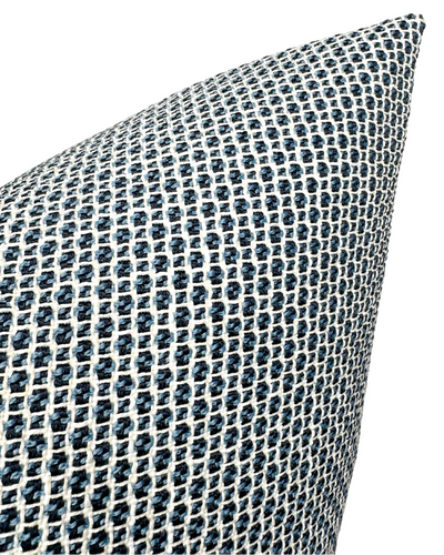 Gridded Woven Pillow Cover in Blue