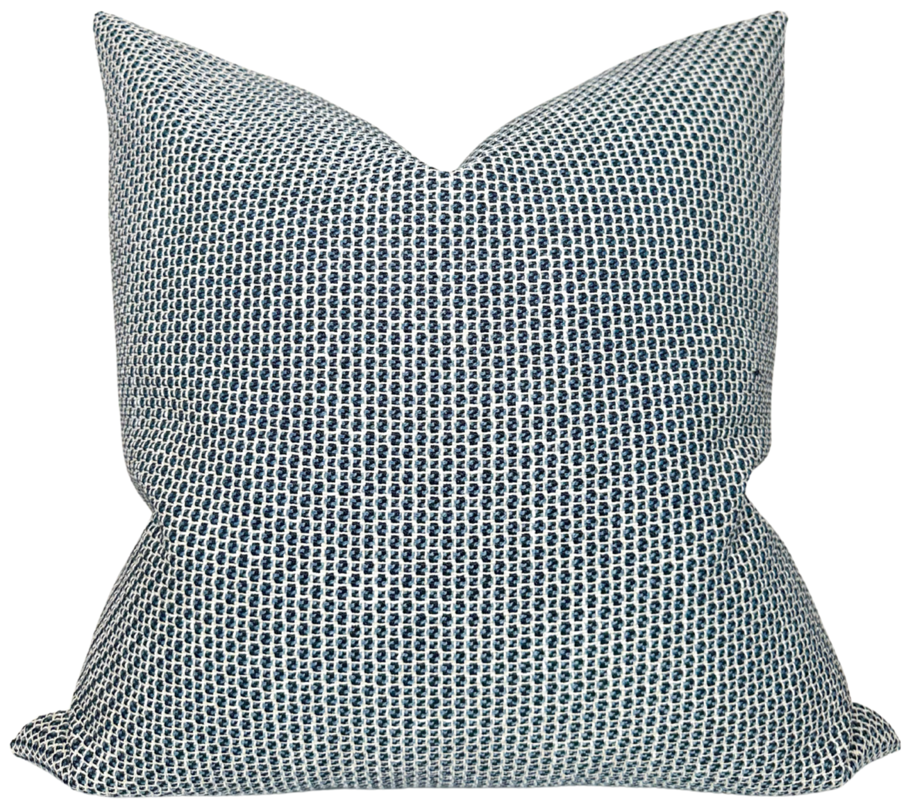 Blue gridded woven pillow cover