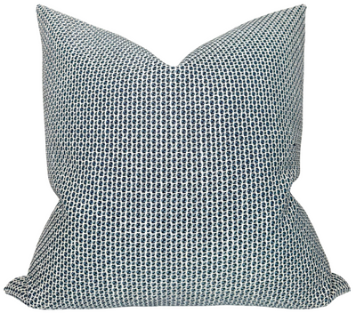Blue gridded woven pillow cover