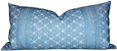 Nagoya Pillow Cover in Azure Blue with Ivory Linen Backing