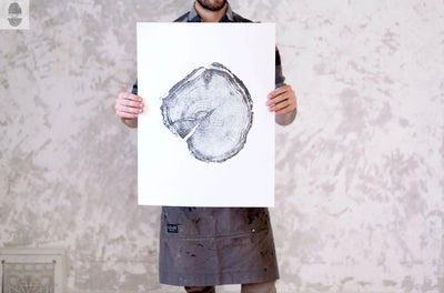 Utah Art Tree Ring Print showing wood grain rings of Douglas Fir from Albion Basin, signed by artist
